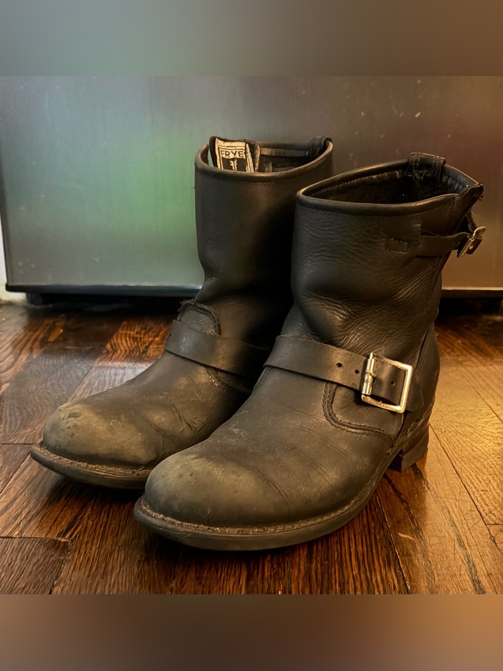 Frye Black Short Engineer Boots